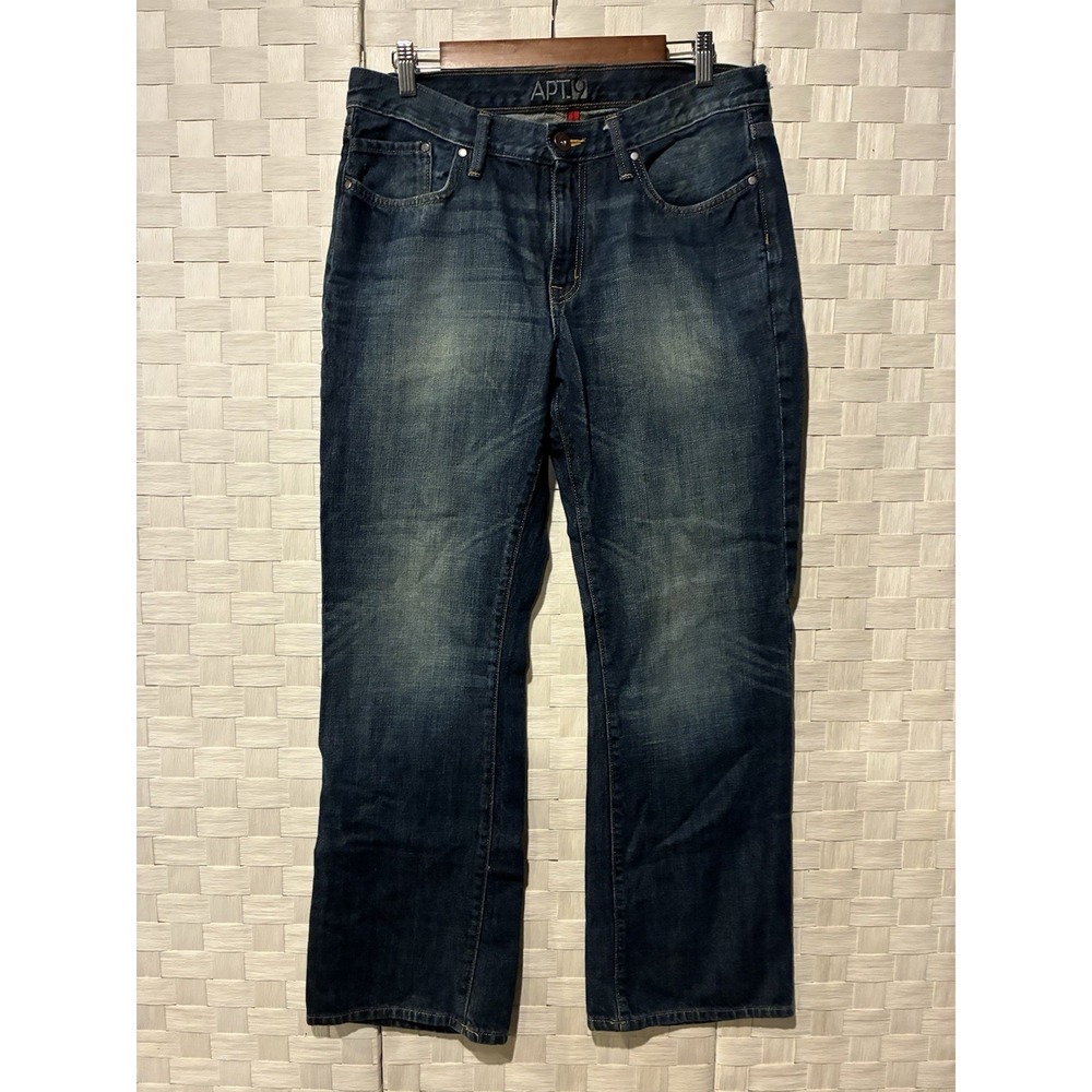Apt 9 Mens 34x34 Standard Fit Blue Jeans Straight Leg Medium Faded Wash Denim